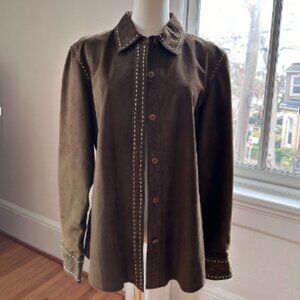 Alfani Long-Sleeve Button Up With White Stitches